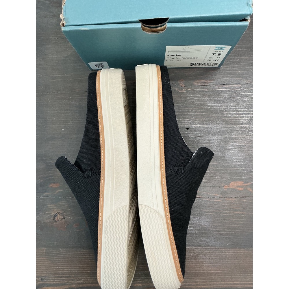 NWB TOMS Sunrise Black Heritage Canvas Slip On Platform Mule Sneakers Size 7.5 - Picture 5 of 8